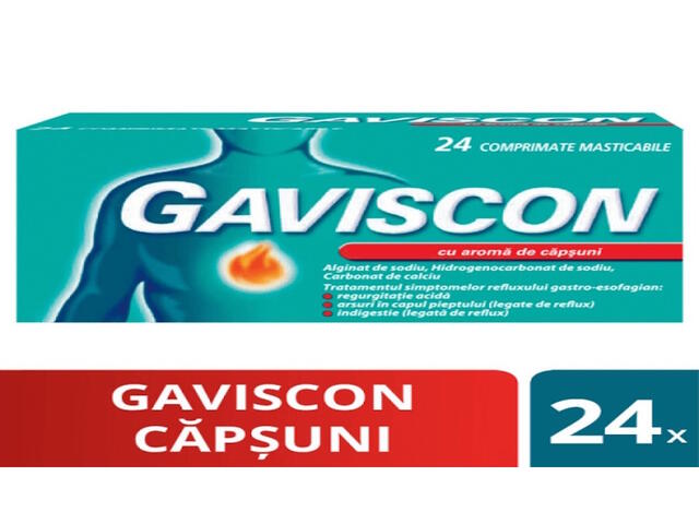 Gaviscon capsuni, 24 comprimate masticabile, Reckitt Benckiser