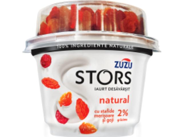 Iaurt natural Stors cu mix de stafide, merisoare si goji 2% grasime Zuzu