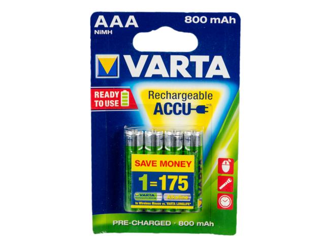 Acumulator AAA, Varta, 800 mAh, blister 4 bucati