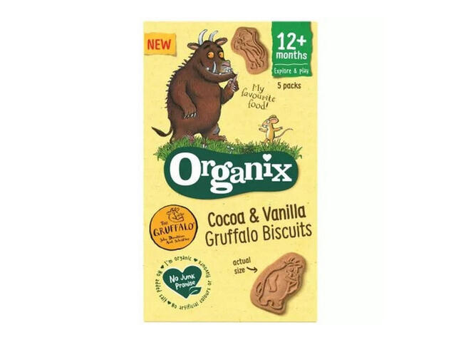 Biscuiti Bio cu cacao si vanilie Organix Gruffalo, +12 luni, 100 g