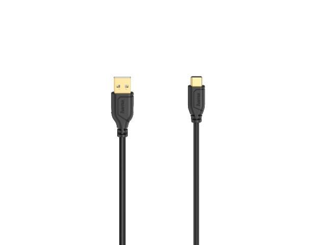 Hama Cablu USB-C Flexi-Slim, USB 2.0, 480 Mbit / s, negru, 0.75 m