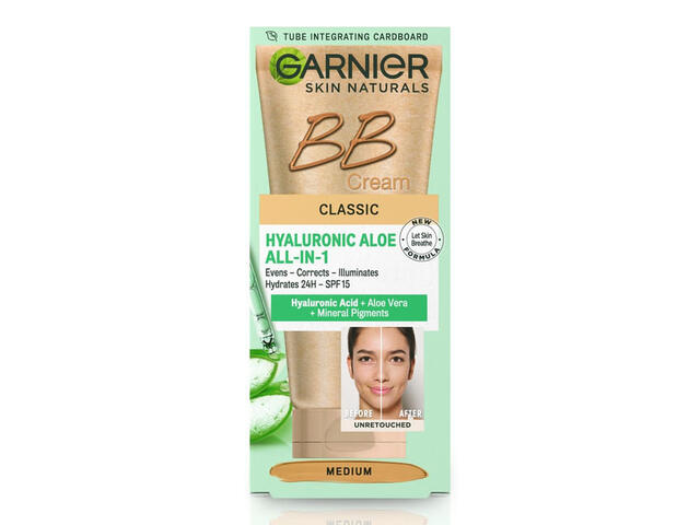 Crema BB de zi Garnier Skin Naturals Hyaluronic Aloe, nuanta medie, 50 ml