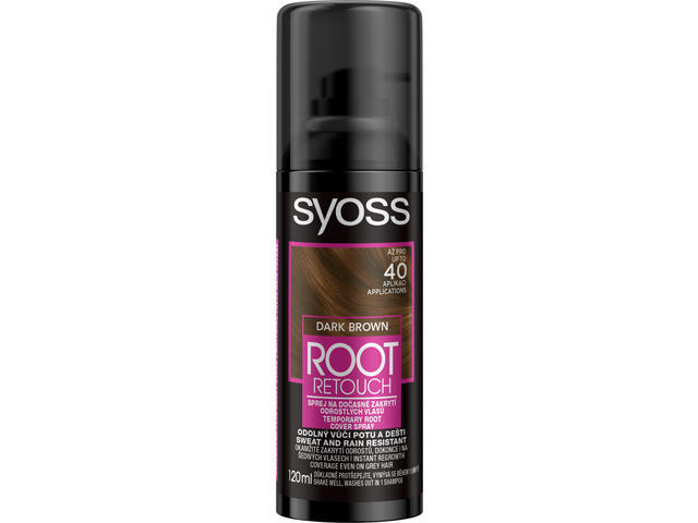 Spray Vopsire Temporara A Radacinilor Syoss Root Retoucher Saten Inchis, 120ML