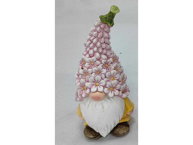 Figurina De Gradina,  Gnom Cucaciula Flori,   8.2*7.7*17.5Cm,  Poliresina