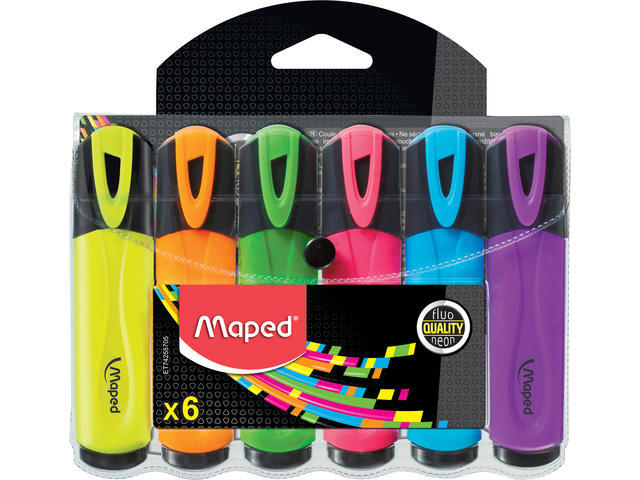 Set 6 markere Fluo Peps' Classic Maped, Multicolor