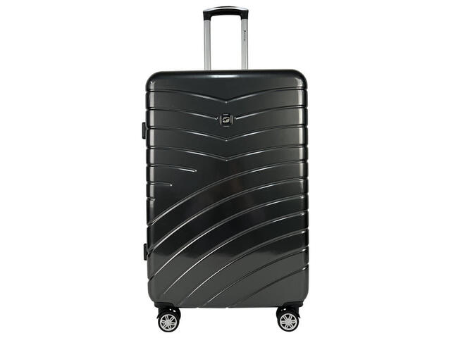 Troler Airport Wavy Pop cu 4 roti duble, 41 x 65 x 25 cm, marime M, culoare dark grey