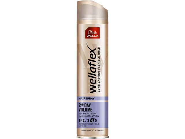 Fixativ pentru par Wellaflex 2nd Day Volume cu fixare extra puternica, Fixare: 4/5, 250 ML