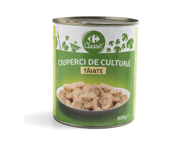 Ciuperci de cultura taiate 800g Carrefour Classic