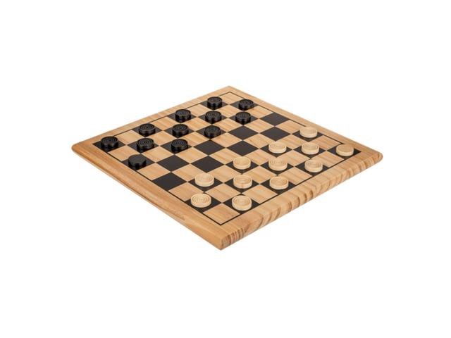 Joc dame Checkers, din lemn, 28.5x28.5cm - OOTB