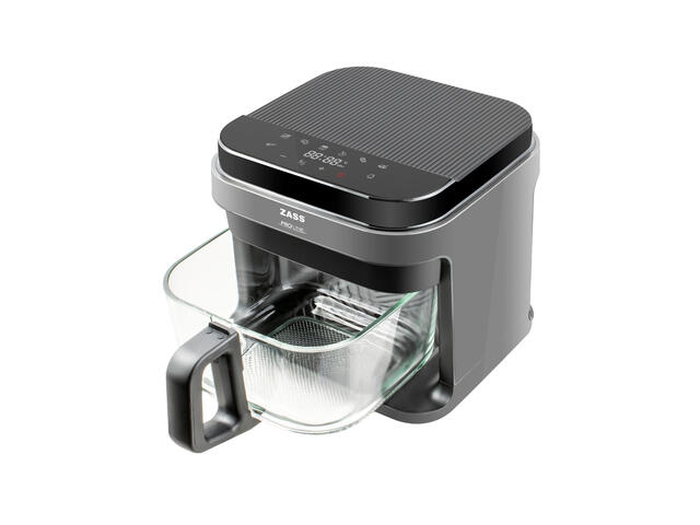 Friteuza cu aer cald Zass ZAF 09, 8 programe, 5.5 litri, 1400 W, Gri