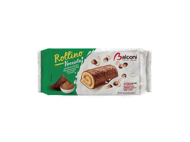 Mini rulouri cu umplutura alune & glazura de cacao Balconi 222 g