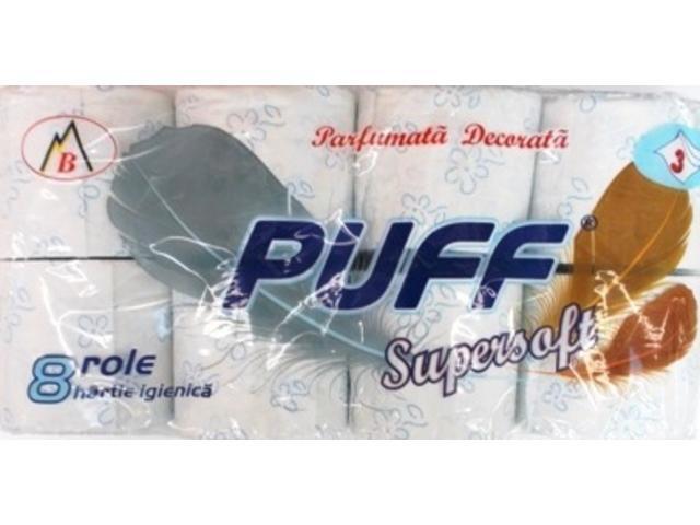 Hartie igienica alba Puff 3 straturi 8 role