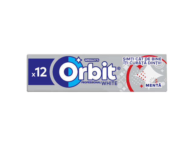 Orbit Professional White guma de mestecat cu arome de menta si mentol 12 buc 16,8 g