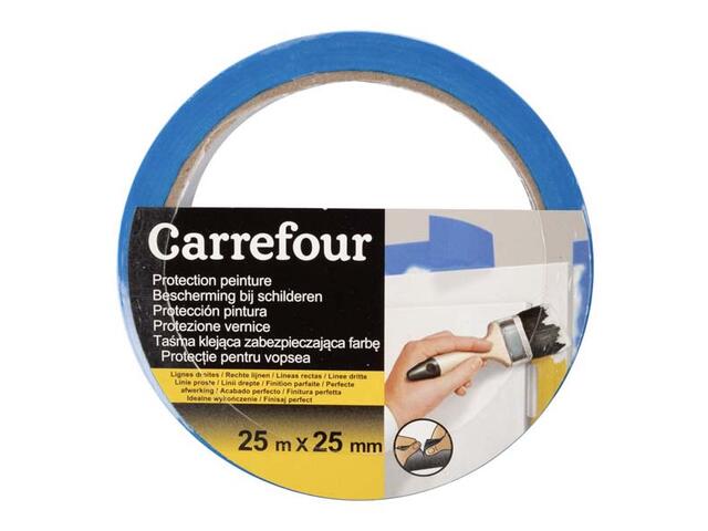 Banda de mascare pentru finisaj Carrefour, 25 m x 25 mm, Albastru