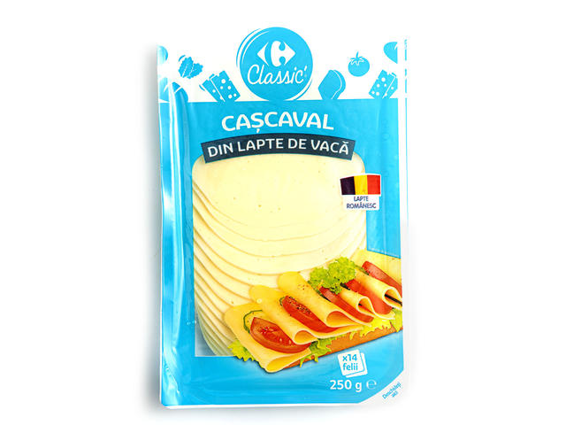 Cascaval din lapte de vaca, feliat Carrefour Classic 250g