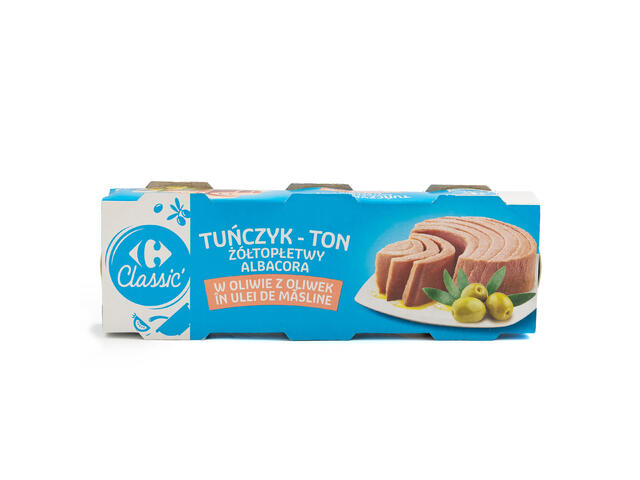 Ton Albacora in ulei de masline 3x80G Carrefour Classic