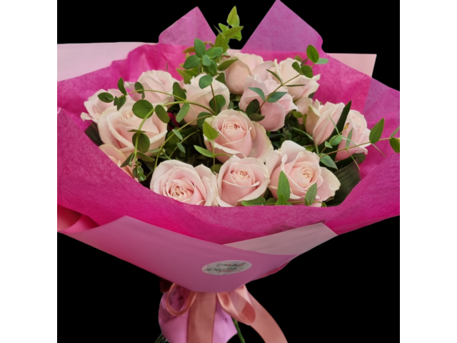 Buchet 21 trandafiri roz pal