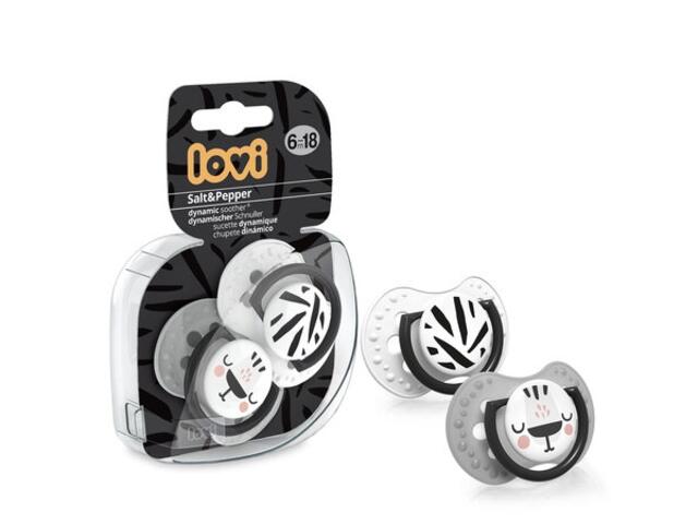 LOVI Suzeta Silicon Dynamic 6-18 m 2 pcs Salt&Pepper