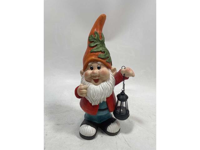 Figurina Gradina Solara,  Pitic Cu Felinar, 21*16*45Cm, Magnesia