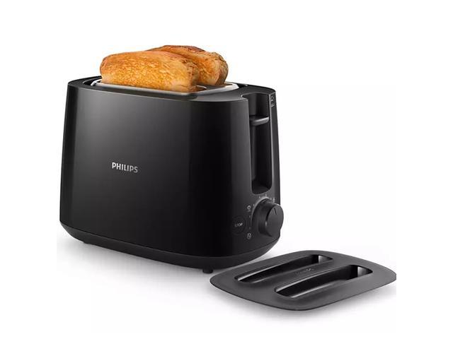 Prajitor de paine Philips HD2582/90, 900W, 8 setari, 2 felii, grilaj de incalzire integrat, Negru
