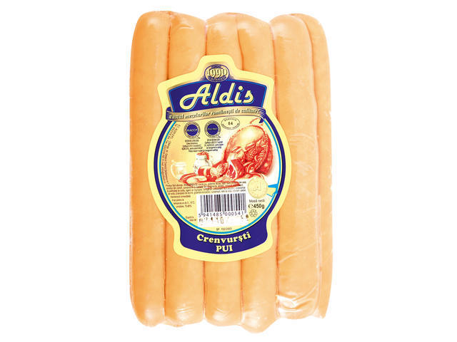 Crenvusti cu piept de pui 450 g Aldis