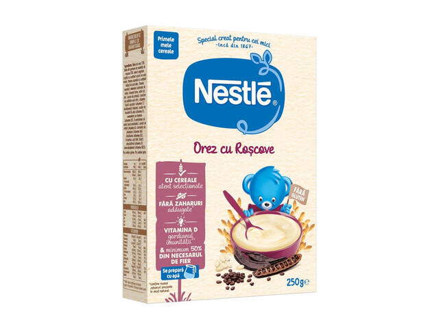 Cereale bebelusi pentru inceperea diversificarii Nestle, orez cu roscove, de la 6 luni, 250 g