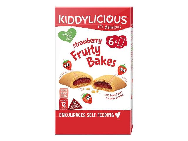 Kiddylicious Biscuiti moi din faina integrala de grau cu umplutura de capsuni de la 12 luni 6x22g