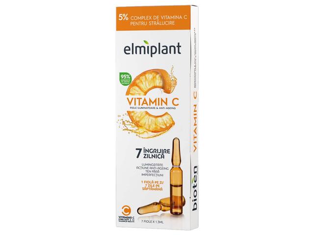 Fiole pentru iluminare si anti-ageing Elmiplant Vitamin C, 7 buc x 1.3 ML