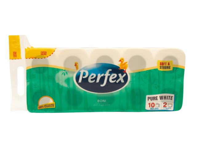 Hartie igienica alba Perfex 2 straturi, 8+2 buc, 108 foi