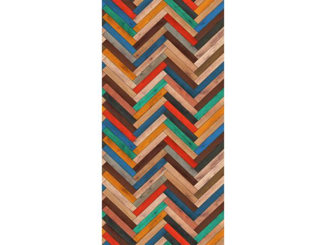 Covor modern Kitchen Wood DT02686_101, poliester, model geometric, multicolor, 70 x 140 cm