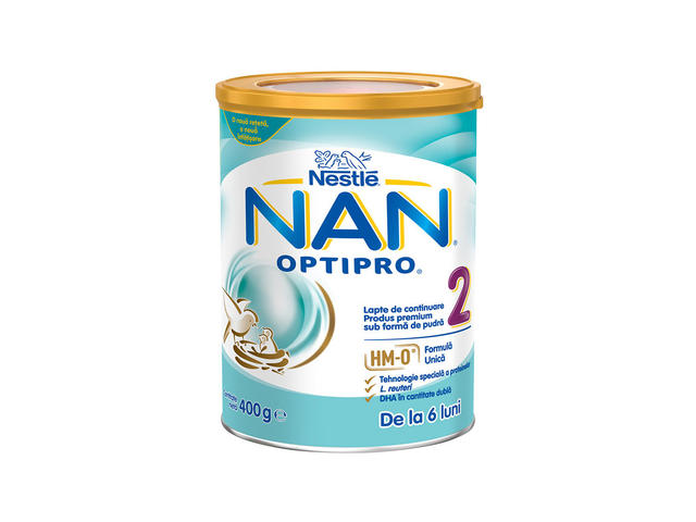 Nan 2 Optipro formulă lapte de continuare Premium, +6 luni, 400 g, Nestle