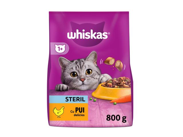 Whiskas Sterile hrana uscata cu pui pentru pisici adulte 800g