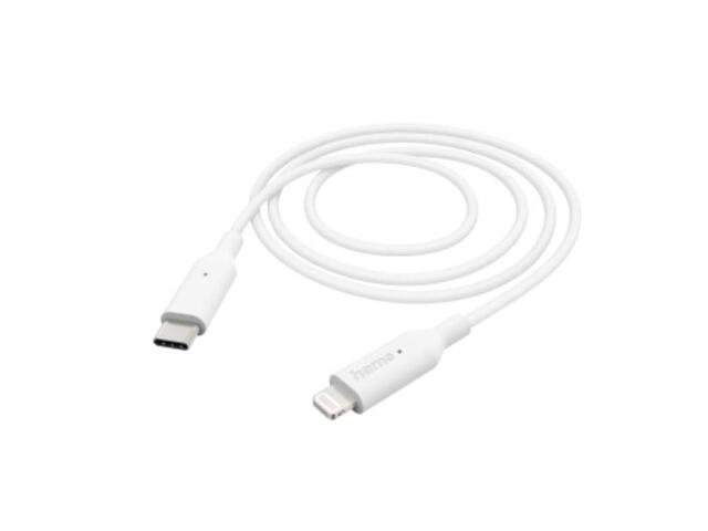 Cablu de date Hama, USB-C - Lightning, 1m, Alb