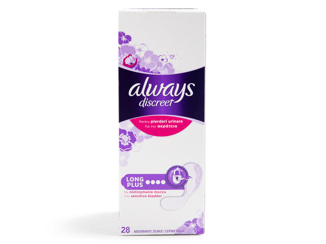 Absorbante zilnice pentru incontinenta urinara Always Discreet Long Plus, 28 buc
