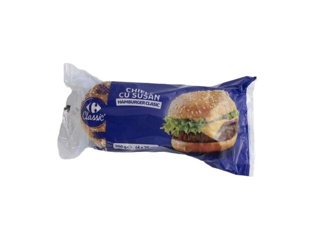 Chifle cu susan pentru hamburger Carrefour Classic x4, 300g