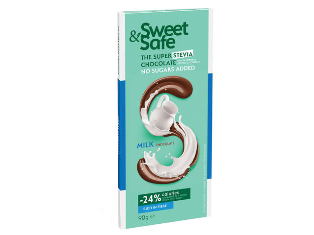 Ciocolata cu lapte si indulcitor din Stevia Sweet&Safe 90g