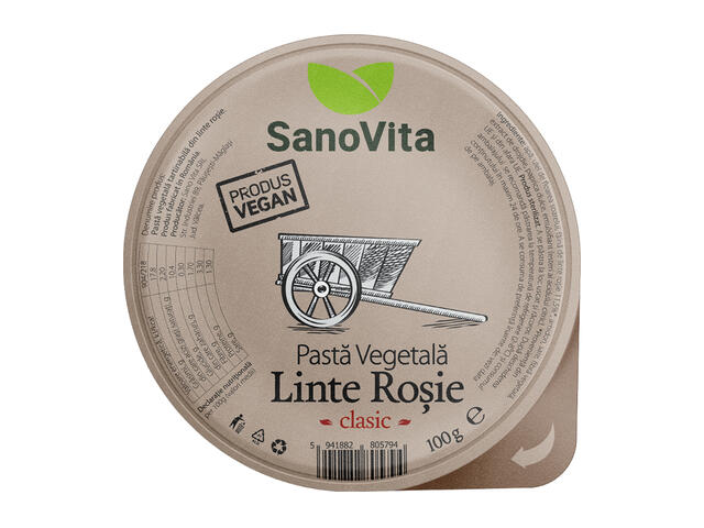 Pasta vegetala tartinabila din linte rosie Sano Vita 100g