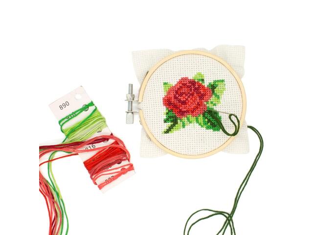 Mini kit goblen - Mini Cross Stitch Embroidery Kit - Rose
