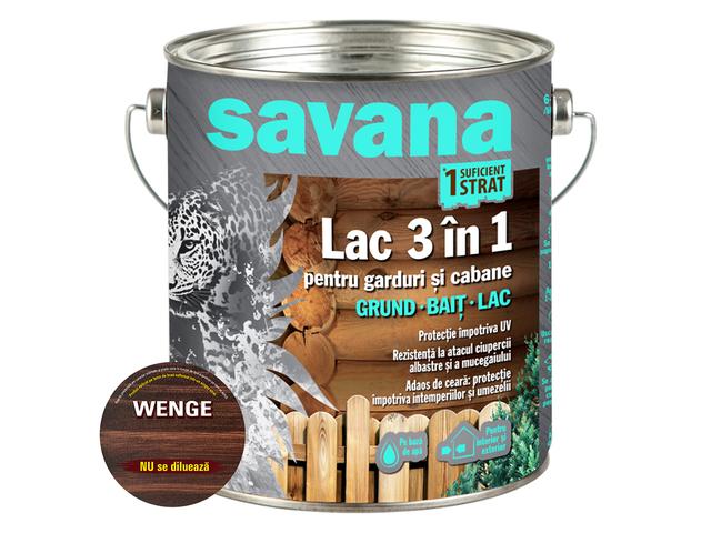 Lac 3 in 1 Savana garduri si cabane, wenge, pe baza de apa, interior / exterior, 2,5 l