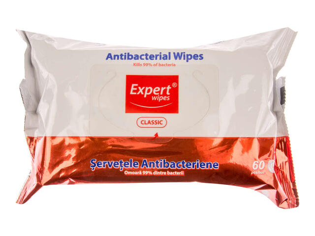 Expert wipes classic servetele antibacteriene 60 bucati