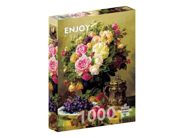 Puzzle Enjoy - Jean-Baptiste Robie: Still Life with Roses, 1000 piese