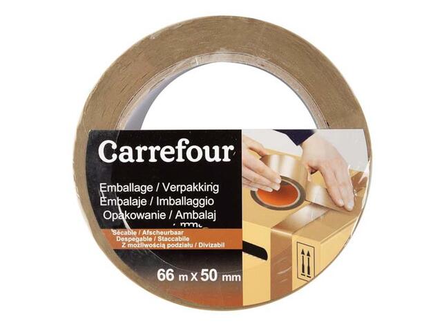 Banda adeziva divizabila pentru ambalare Carrefour, 66 m x 50 mm, Maro