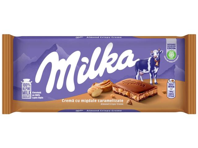 Milka Ciocolata cu crema de migdale caramelizate 90g