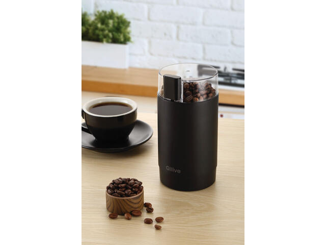 Rasnita de cafea si condimente Qilive Q.5363, inox, capacitate 70 g, negru