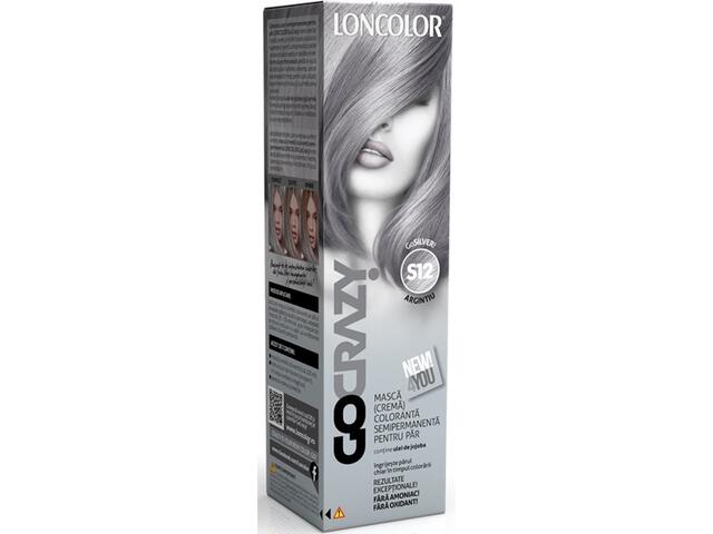 Crema de par coloranta Loncolor Gocrazy semi-permanenta fara amoniac S12 GoSilver, 100 ML