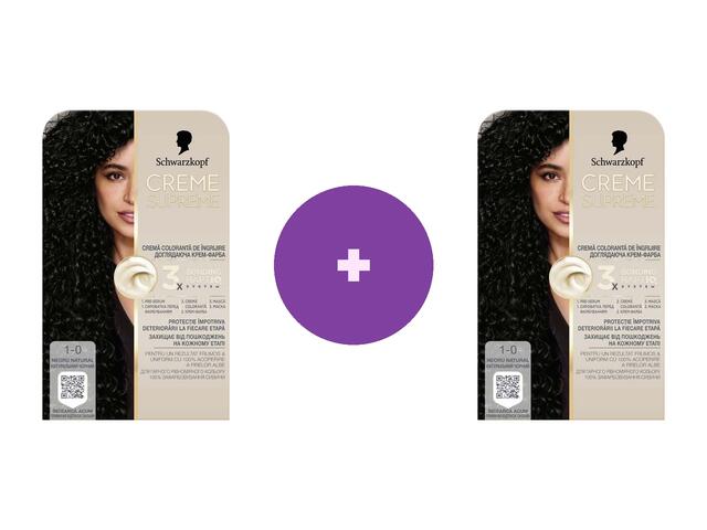 Vopsea de Par Schwarzkopf Creme Supreme 1-0 Negru, Al 2-lea -60%