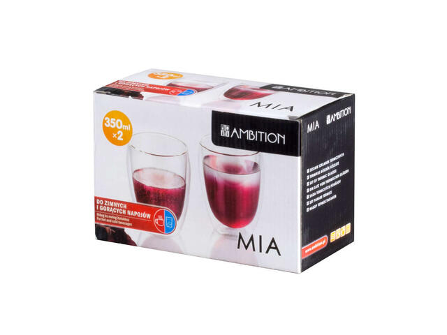 Set 2 pahare termorezistente Ambition Mia, sticla, 350 ml, Transparent