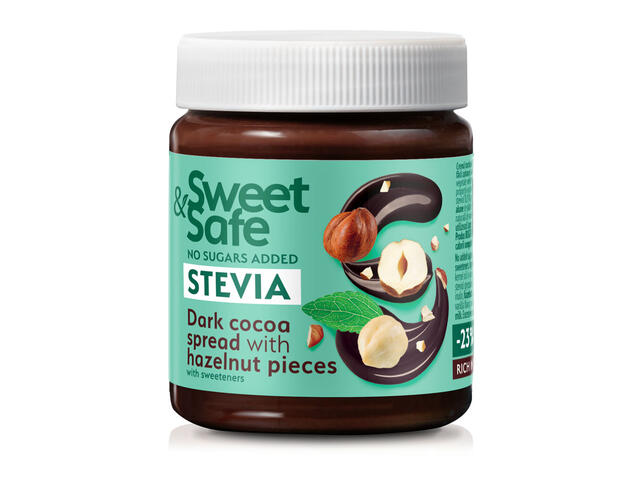 Crema intensa de cacao cu alune si indulcitor din stevia Sweet & Safe 220g