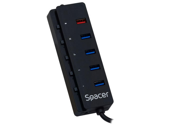 Hub USB Extern Spacer, USB 3.0, Negru