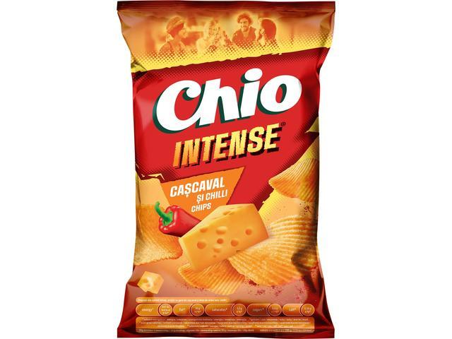 Chipsuri ondulate din cartofi cu gust de Cascaval si Chilli 130G Chio Intense